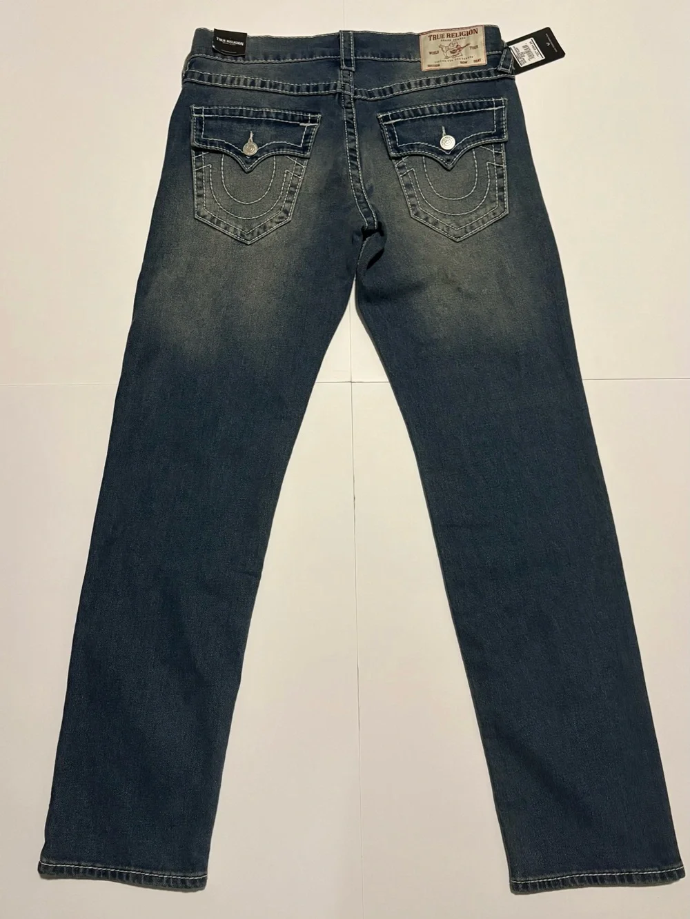True Religion Geno Big T Flap Slim Jeans NWT 31x32 Medium Wash